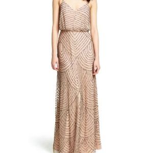 Adrianna Papell Art Deco Blouson Beaded Gown